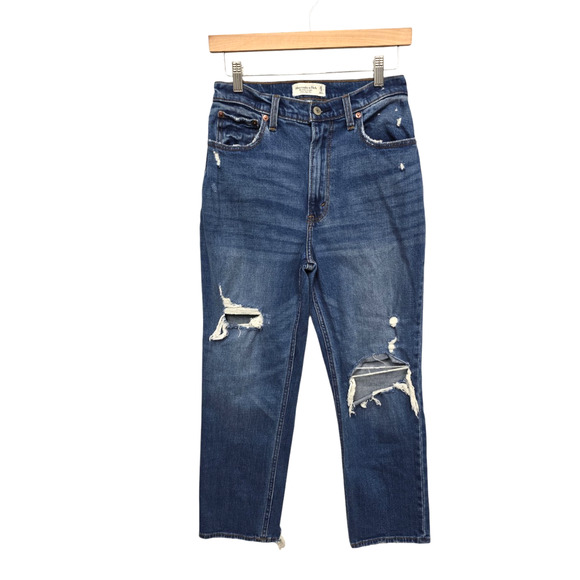 Abercrombie & Fitch The Ankle Straight Ultra High Rise Jeans size 27 Distressed - Picture 1 of 11